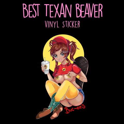 Best Texan Beaver vinyl sticker
